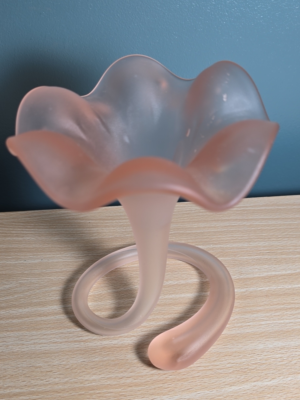 Elegant Frosted Pink Glass Flower Vase - Home Accents